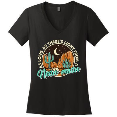 Neon Moon Cactus Country Mountain Vintage Retro Western Cow Women's V-Neck T-Shirt