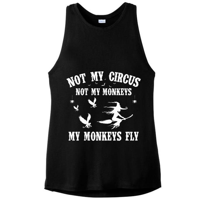 Not My Circus Not My Monkeys My Monkeys Fly Halloween Ladies PosiCharge Tri-Blend Wicking Tank