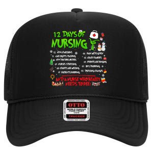 Nurses Merry Christmas Funny 12 Days Of Nursing Xmas Pajamas High Crown Mesh Back Trucker Hat