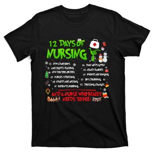 Nurses Merry Christmas Funny 12 Days Of Nursing Xmas Pajamas T-Shirt