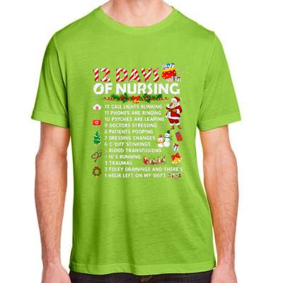 Nurses Merry Christmas Funny 12 Days of Nursing Xmas Adult ChromaSoft Performance T-Shirt