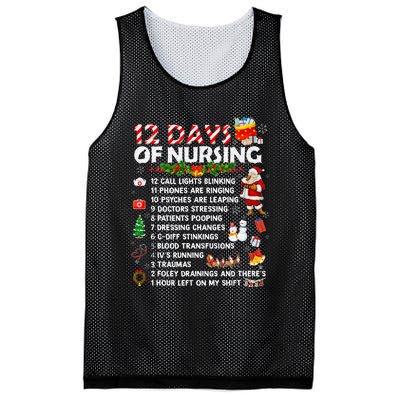 Nurses Merry Christmas Funny 12 Days of Nursing Xmas Mesh Reversible Basketball Jersey Tank