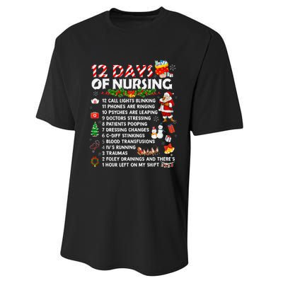 Nurses Merry Christmas Funny 12 Days of Nursing Xmas Performance Sprint T-Shirt