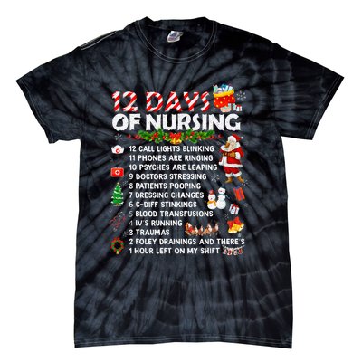 Nurses Merry Christmas Funny 12 Days of Nursing Xmas Tie-Dye T-Shirt