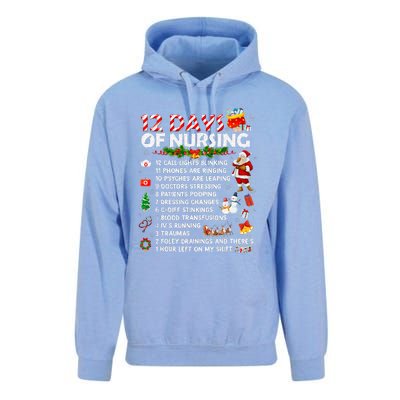 Nurses Merry Christmas Funny 12 Days of Nursing Xmas Unisex Surf Hoodie