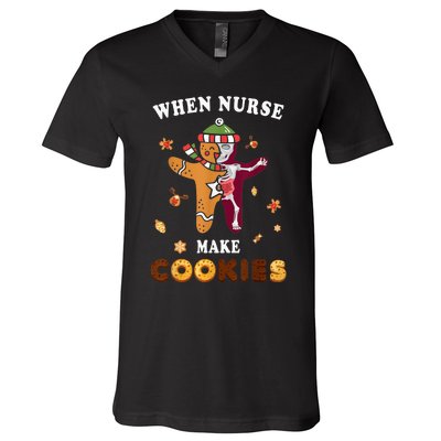 Nurse Make Cookies Xmas Gingerbread Ugly Christmas V-Neck T-Shirt