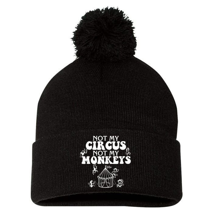 Not My Circus Not My Monkeys Carnival Staff Animal Lover Pom Pom 12in Knit Beanie