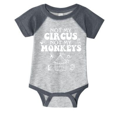 Not My Circus Not My Monkeys Carnival Staff Animal Lover Infant Baby Jersey Bodysuit