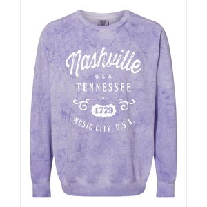 Nashville Music City Tennessee Cool Gift Country Music City Guitar Colorblast Crewneck Sweatshirt