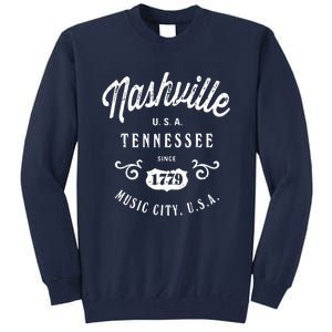 Nashville Music City Tennessee Cool Gift Country Music City Guitar Tall Sweatshirt