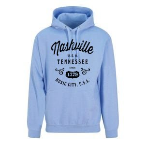 Nashville Music City Tennessee Cool Gift Country Music City Guitar Unisex Surf Hoodie