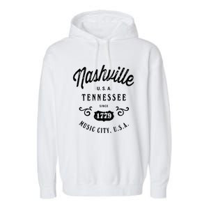 Nashville Music City Tennessee Cool Gift Country Music City Guitar Garment-Dyed Fleece Hoodie