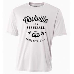 Nashville Music City Tennessee Cool Gift Country Music City Guitar Cooling Performance Crew T-Shirt