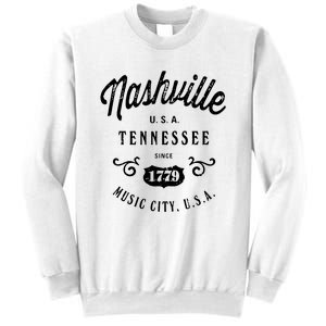 Nashville Music City Tennessee Cool Gift Country Music City Guitar Sweatshirt