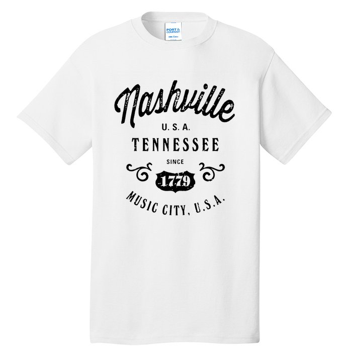 Nashville Music City Tennessee Cool Gift Country Music City Guitar Tall T-Shirt