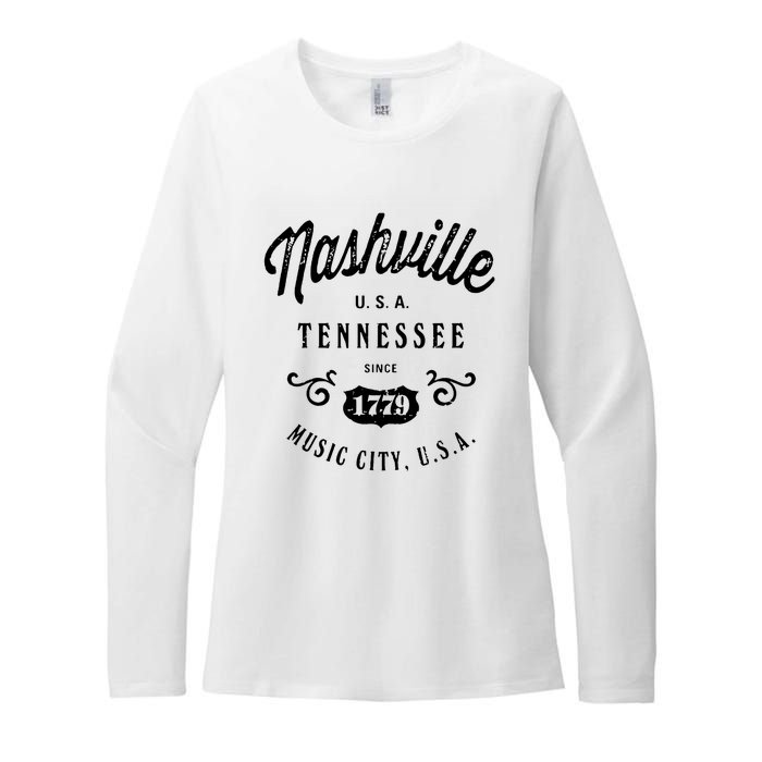 Nashville Music City Tennessee Cool Gift Country Music City Guitar Womens CVC Long Sleeve Shirt