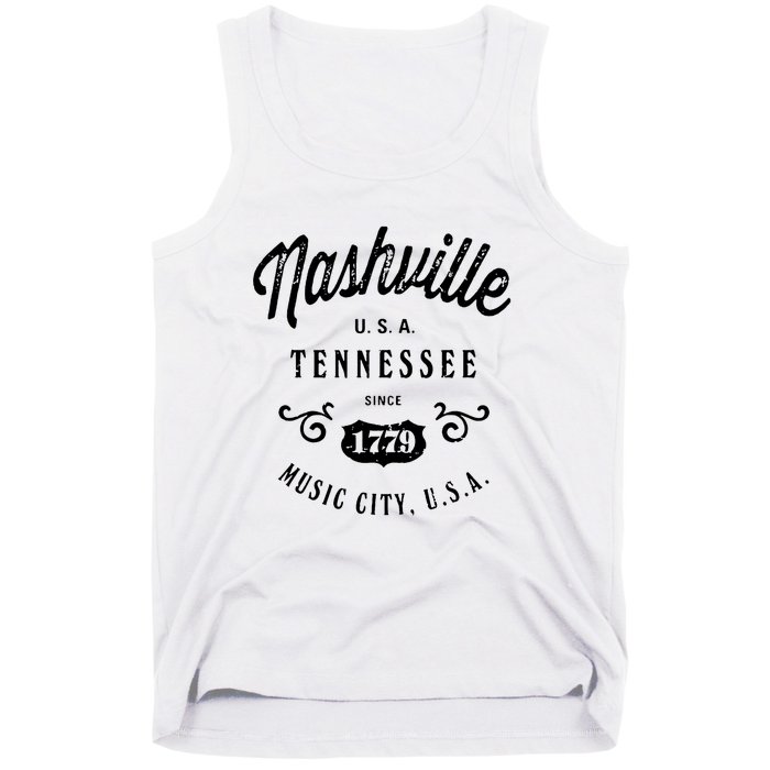 Nashville Music City Tennessee Cool Gift Country Music City Guitar Tank Top