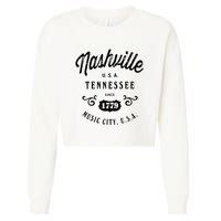 Nashville Music City Tennessee Cool Gift Country Music City Guitar Cropped Pullover Crew