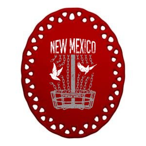 New Mexico Disc Golf Player Breaking Chains Birdie Gift Ceramic Oval Ornament