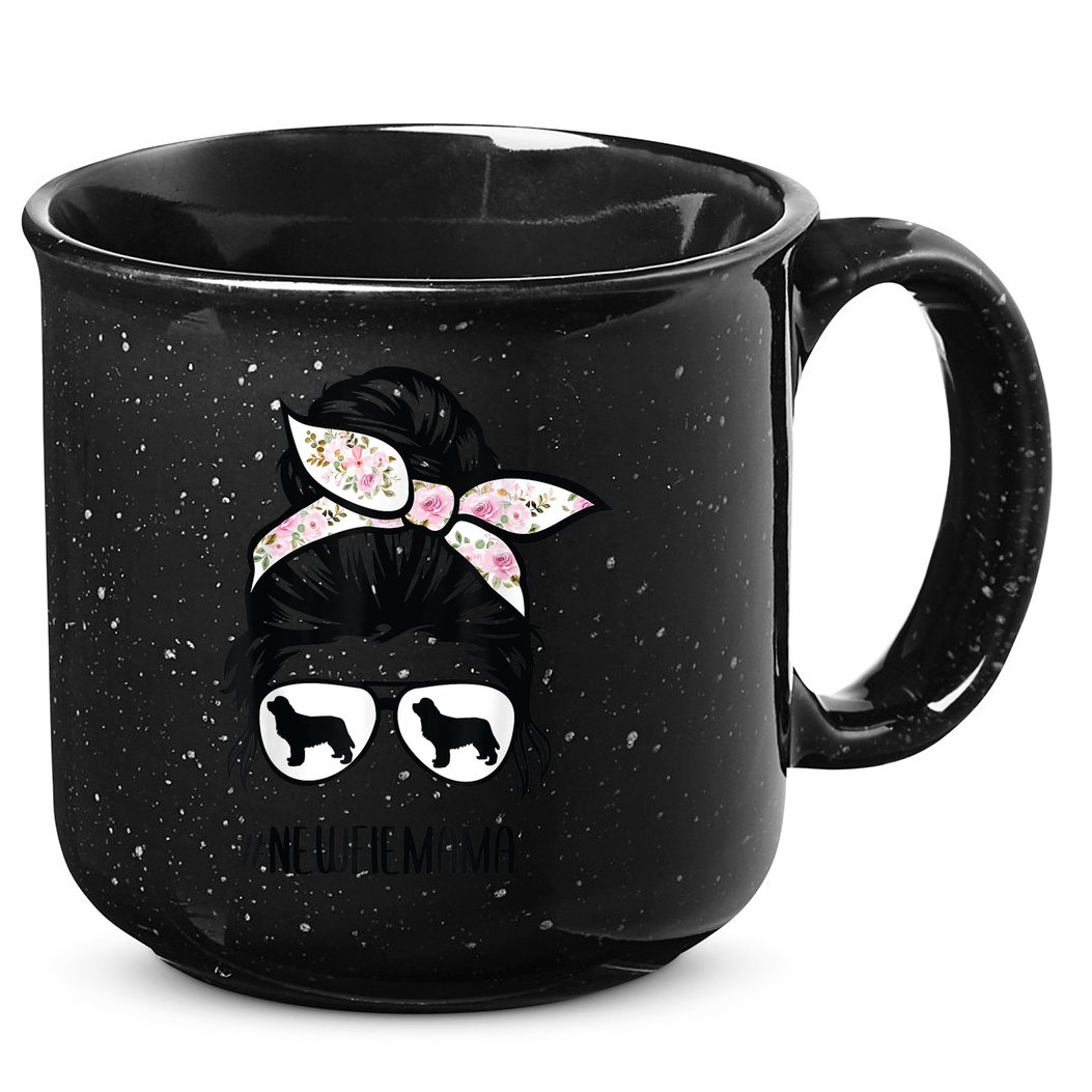 Newfie Mom Dog Messy Bun Hair Glasses Newfoundland Dog Mom 15oz Campfire Ceramic Mug