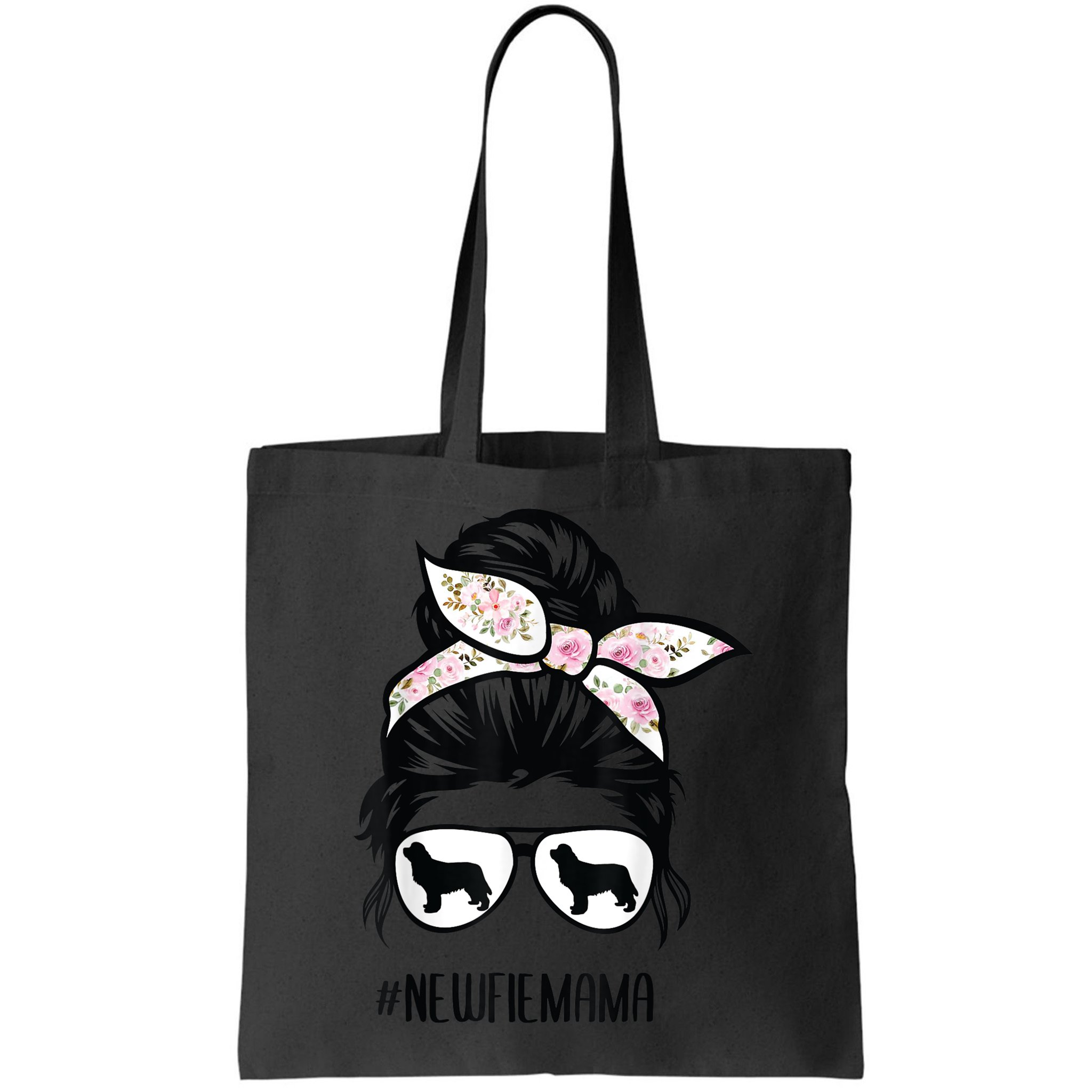 Newfie Mom Dog Messy Bun Hair Glasses Newfoundland Dog Mom Bag