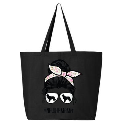 Newfie Mom Dog Messy Bun Hair Glasses Newfoundland Dog Mom 25L Jumbo Tote