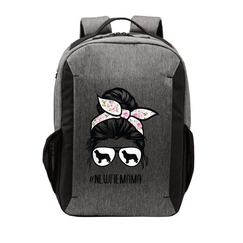 Newfie Mom Dog Messy Bun Hair Glasses Newfoundland Dog Mom Vector Backpack