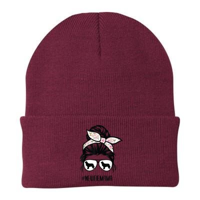 Newfie Mom Dog Messy Bun Hair Glasses Newfoundland Dog Mom Beanie