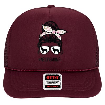 Newfie Mom Dog Messy Bun Hair Glasses Newfoundland Dog Mom Trucker Hat