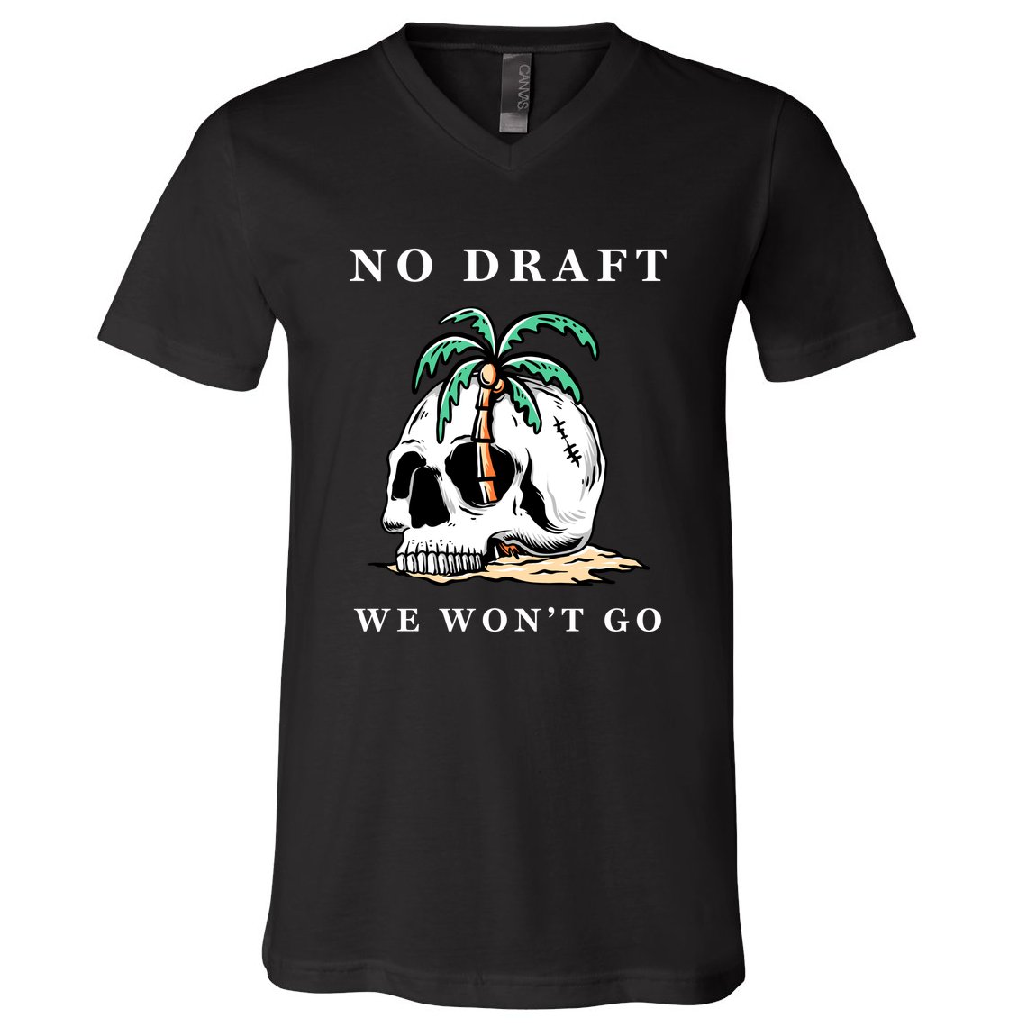 No Military Draft | Anti War Peace V-Neck T-Shirt