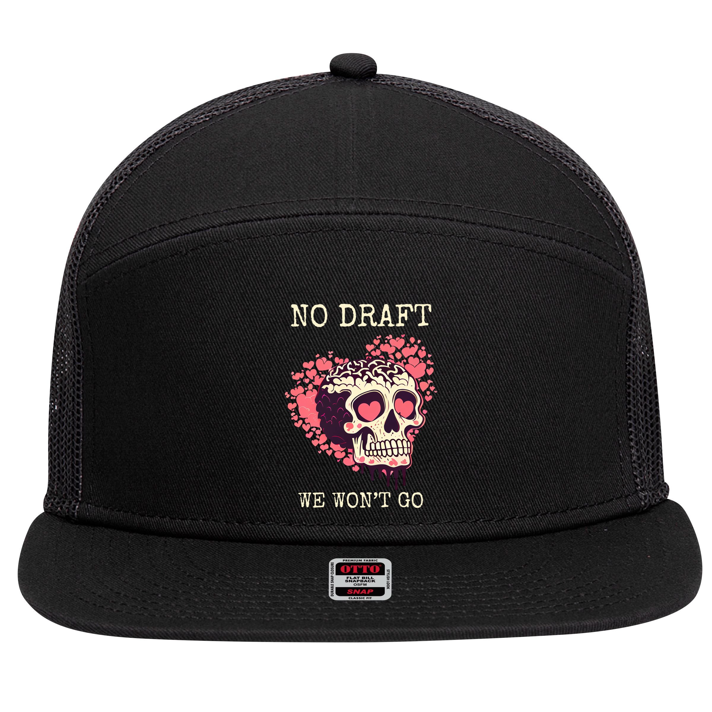 No Military Draft | Anti War Peace 7 Panel Mesh Trucker Snapback Hat