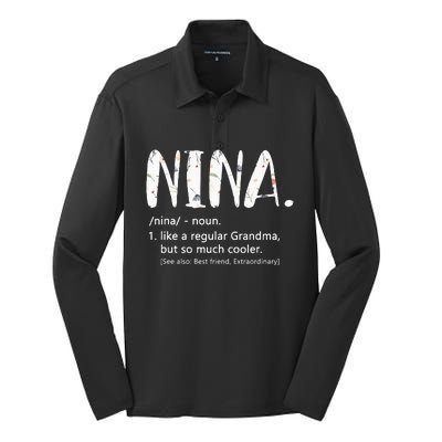 Nina Mothers Day Idea Cute Grandma Nina Silk Touch Performance Long Sleeve Polo