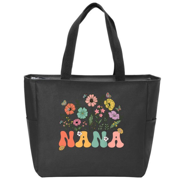 Nana Mothers Day For Grandma Wildflower Floral Women  Zip Tote Bag