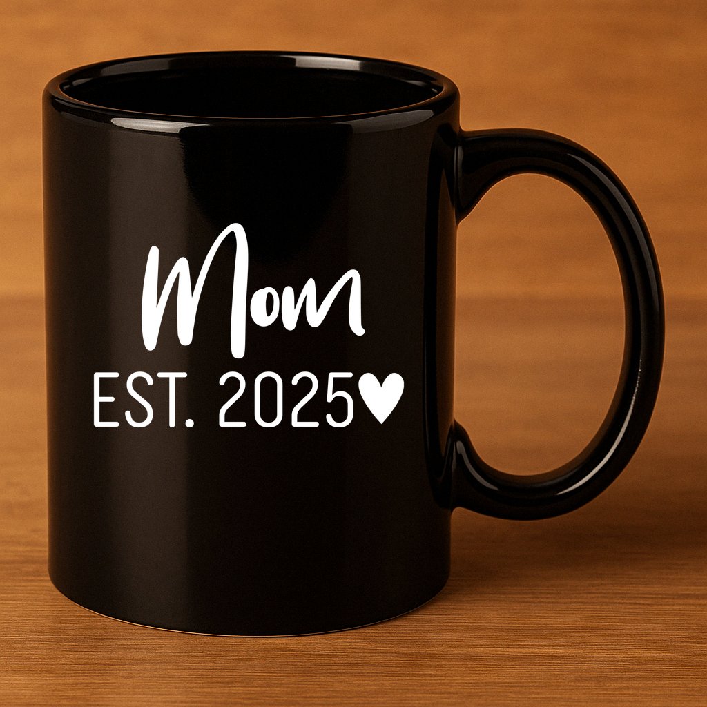 New Mom Est. 2025 11oz C Handle Ceramic Mug
