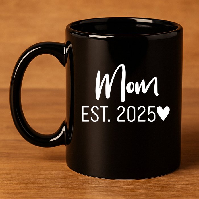 New Mom Est. 2025 11oz C Handle Ceramic Mug