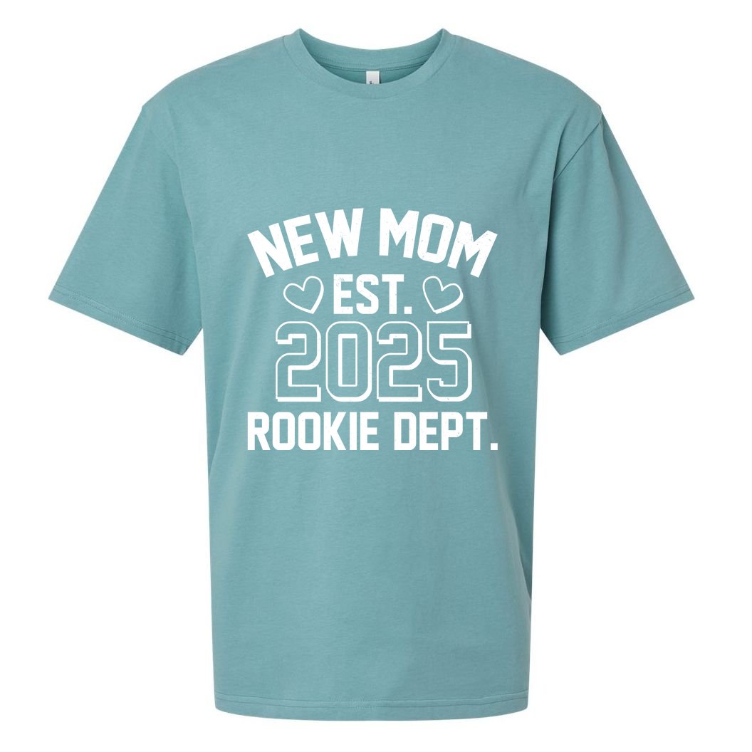 New Mom Est 2025 Rookie Department Sueded Cloud Jersey T-Shirt
