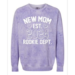 New Mom Est 2024 Rookie Department Colorblast Crewneck Sweatshirt