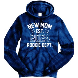 New Mom Est 2024 Rookie Department Tie Dye Hoodie