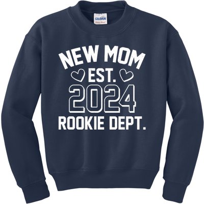 New Mom Est 2024 Rookie Department Kids Sweatshirt