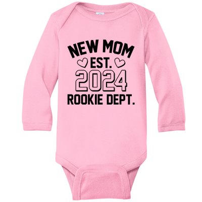 New Mom Est 2024 Rookie Department Baby Long Sleeve Bodysuit