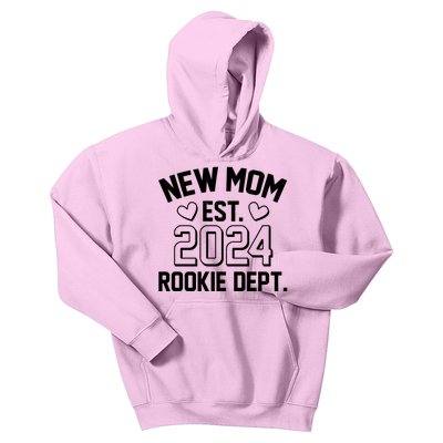 New Mom Est 2024 Rookie Department Kids Hoodie