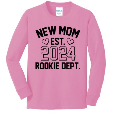 New Mom Est 2024 Rookie Department Kids Long Sleeve Shirt