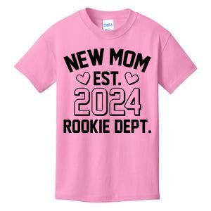 New Mom Est 2024 Rookie Department Kids T-Shirt