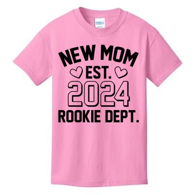 New Mom Est 2024 Rookie Department Kids T-Shirt