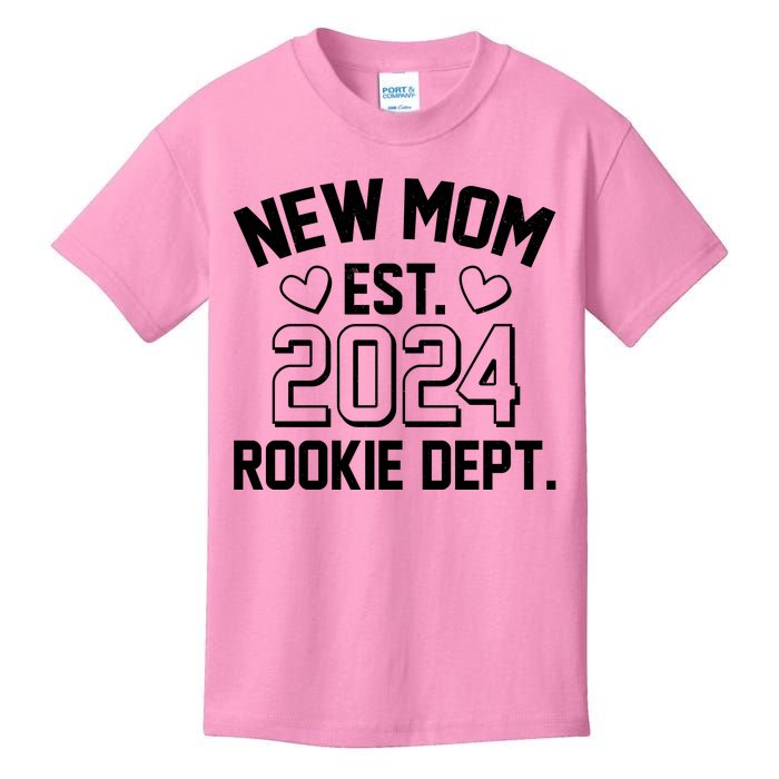 New Mom Est 2024 Rookie Department Kids T-Shirt