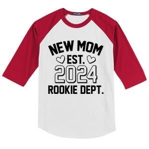 New Mom Est 2024 Rookie Department Kids Colorblock Raglan Jersey