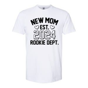 New Mom Est 2024 Rookie Department Softstyle CVC T-Shirt