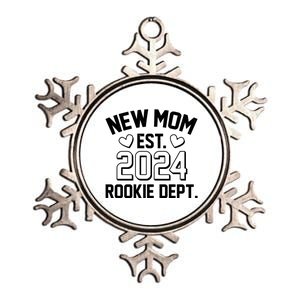 New Mom Est 2024 Rookie Department Metallic Star Ornament