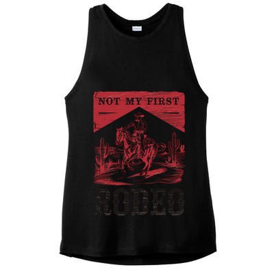Not My First Rodeo, Vintage Bronc Riding Cowboy Rodeo Ladies PosiCharge Tri-Blend Wicking Tank