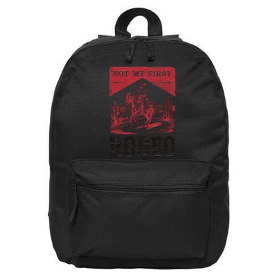 Not My First Rodeo, Vintage Bronc Riding Cowboy Rodeo 16 in Basic Backpack
